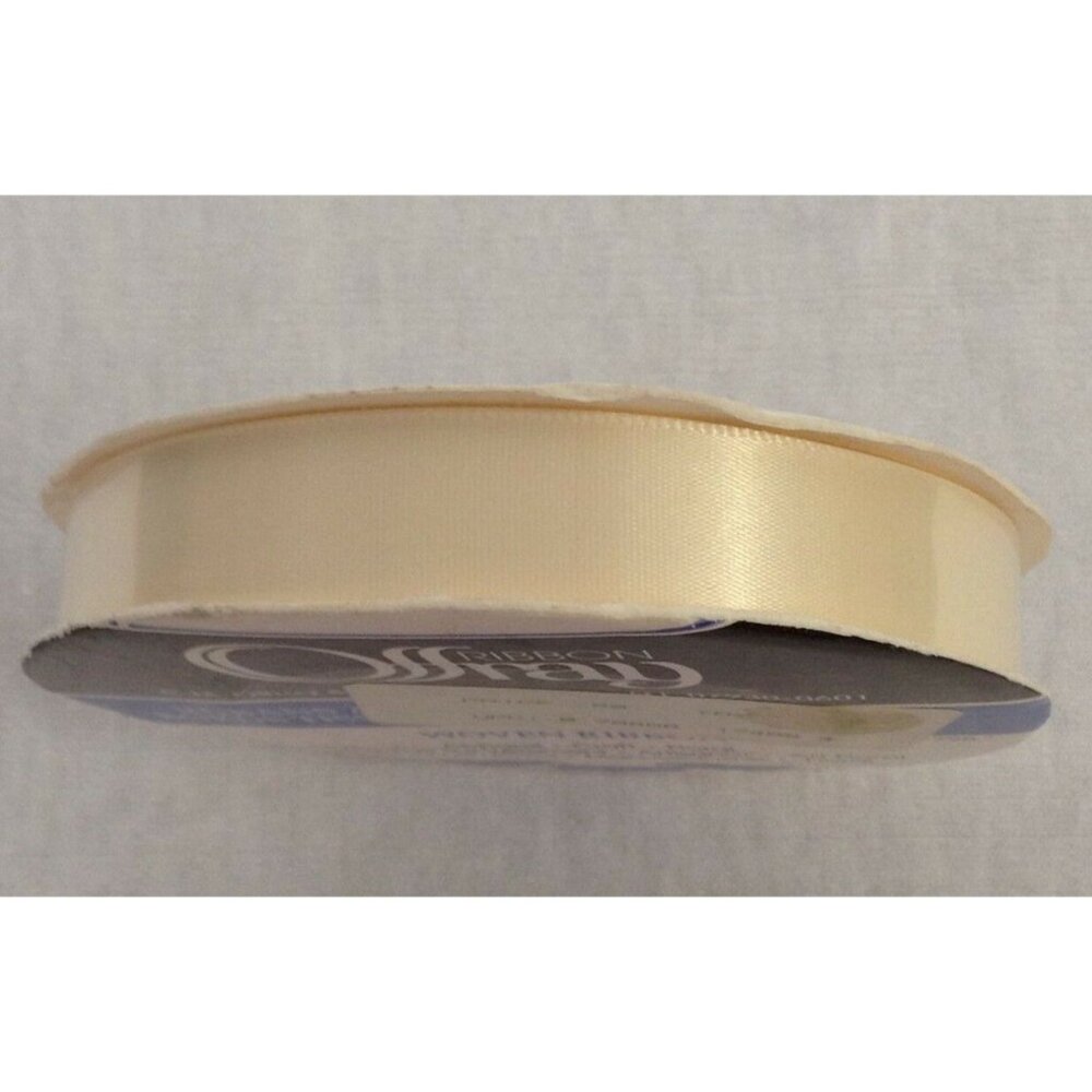 Offray Cream Single Face Satin Ribbon 5/8" Wide 20 Yards Craft Floral Wedding